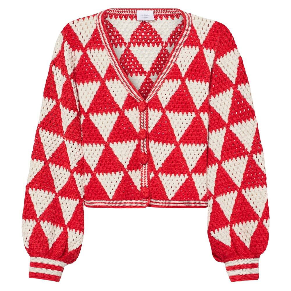 Anna Kosturova Crochet Red Maija Cardigan Size XS